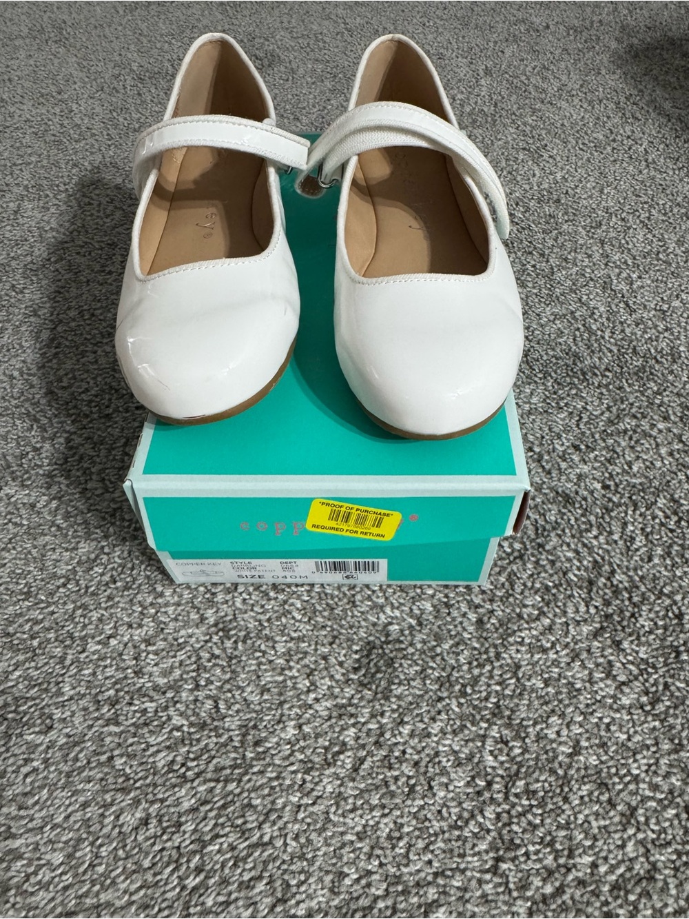 Copper Key Girls White Patent Mary Jane with Strap